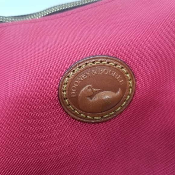 Dooney & Bourke hot pink canvas small purse with brown leather strap - Picture 13 of 15
